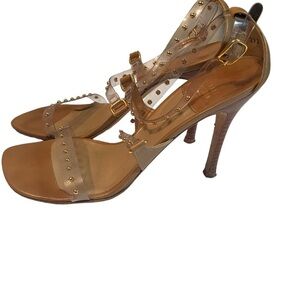 Stuart Weitzman waverly Sz 10 clear studded pointed toe stiletto pumps